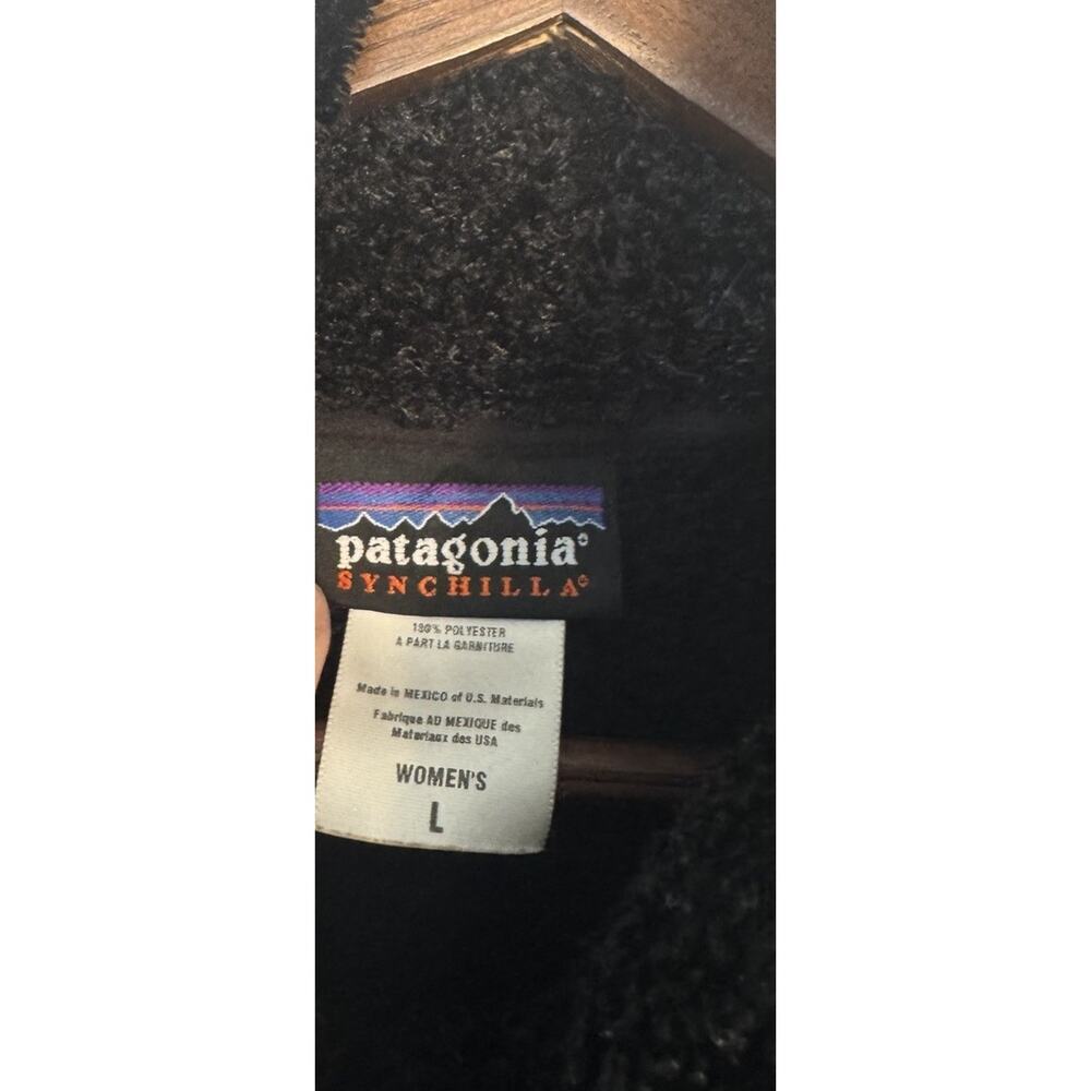 Patagonia Synchilla Curly Q Sherpa Fleece Fuzzy Faux Fur Teddy Jacket Black LG - Picture 7 of 9
